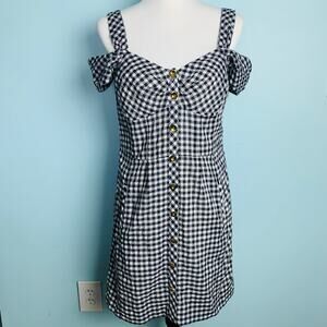 Anthropologie Leifsdottir Navy Gingham Dress Size 4